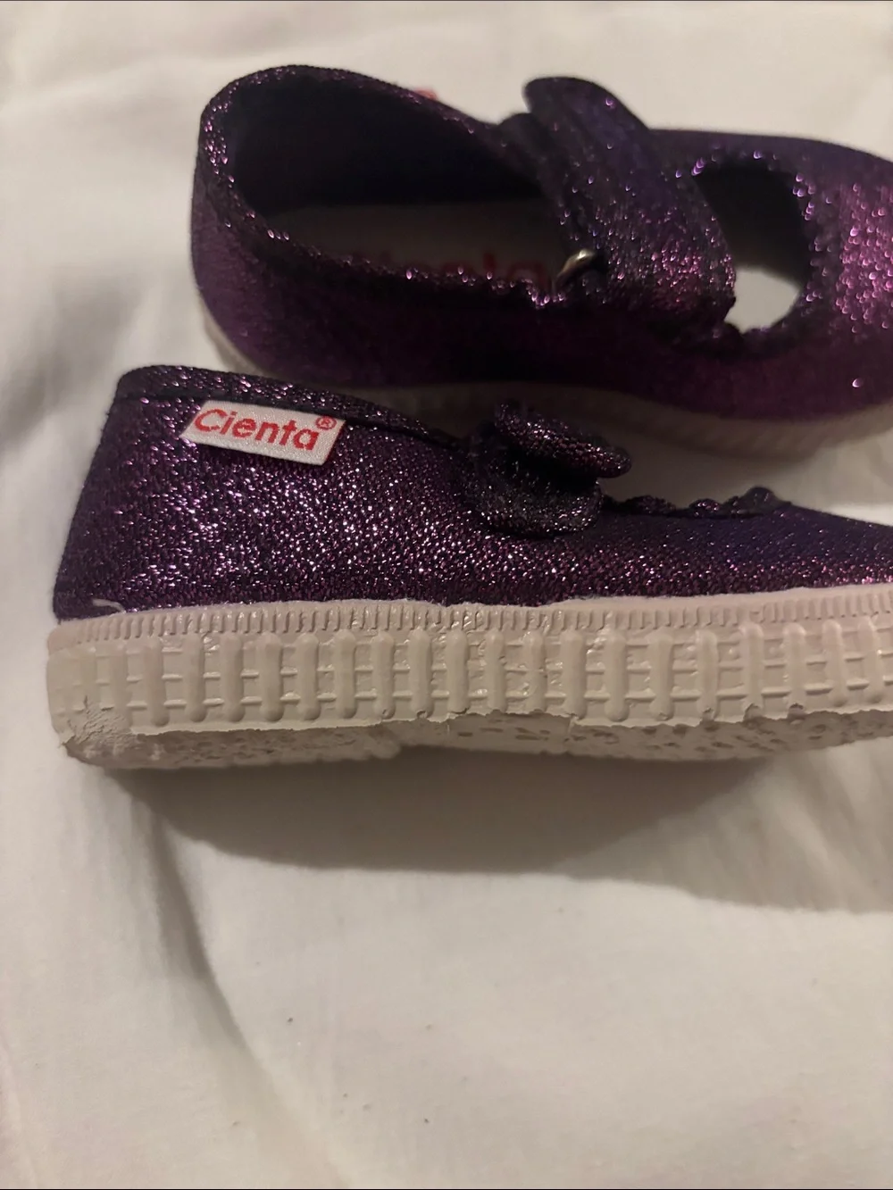 NWOT Cienta Purple Glitter Mary Jane Kids Shoes